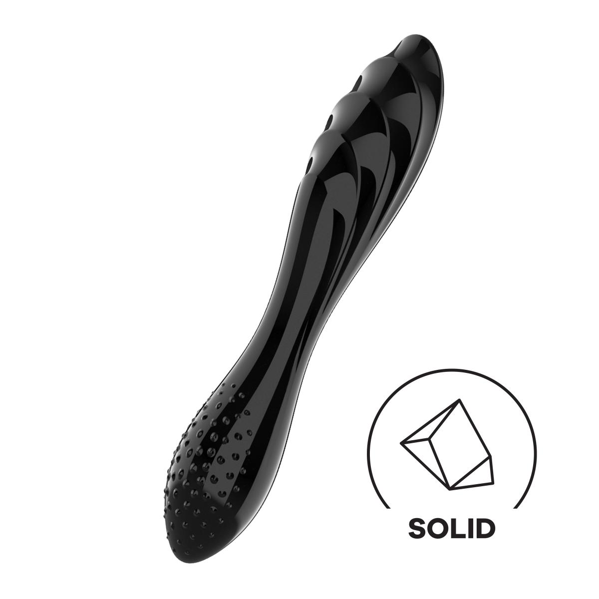 Скляний подвійний фалоімітатор Satisfyer Dazzling Crystal 1 для точки G чорний