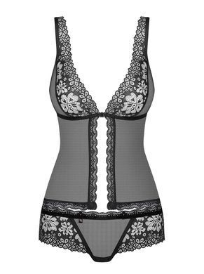 Бебидолл прозрачный Obsessive 856-BAB-1 с цветочным гипюром, черный, L/XL