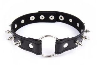 Нашийник з шипами Collar black with metal spikes