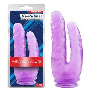 Фаллоимитатор&nbsp;двойной&nbsp;Chisa&nbsp;Hi-Rubber&nbsp;9.4 на присоске, фиолетовый