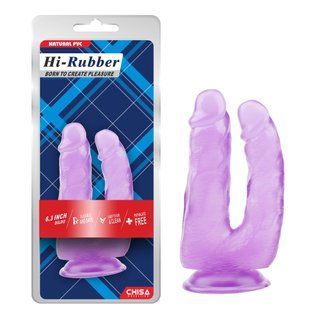Фалоімітатор&nbsp;реалістичний подвійний Chisa Hi-Rubber на присосці, фіолетовий