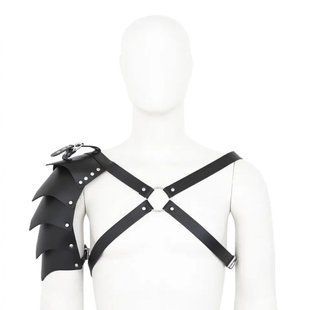 Мужская портупея с объемным плечом, экокожа, черная, One Size