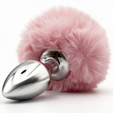 Анальная пробка металлическая DS Fetish с розовым кроличьим хвостом