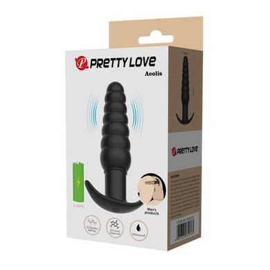 Анальна пробка з вібрацією Pretty Love Aeolis, чорна, 11 см х 3 см