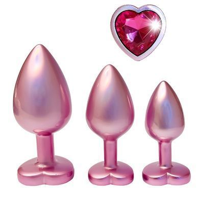 Набір із трьох анальних пробок Dream Toys Gleaming Love, розміри S, M, L, перламутрово-рожевий