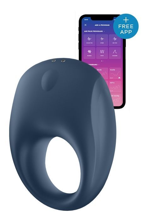 Ерекційне синє віброкільце Satisfyer Strong One з можливістю працювати від програми