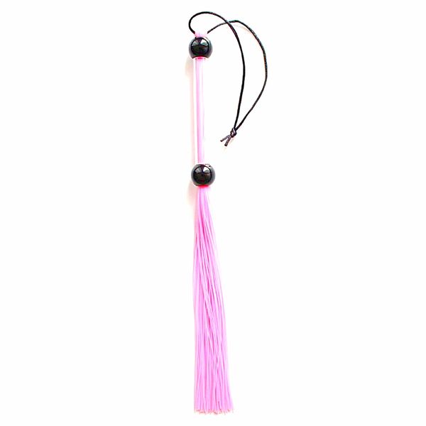 Флоггер силиконовый с прозрачной ручкой, 39 см, розовая