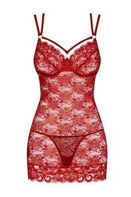 Сорочка&nbsp;Obsessive&nbsp;860-CHE-3&nbsp;chemise&nbsp;&&nbsp;thong&nbsp;red&nbsp;L/XL