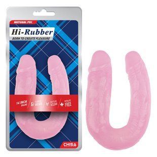 Фаллоимитатор&nbsp;реалистичный двойной Chisa&nbsp;Hi-Rubber&nbsp;14, розовый