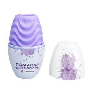 Мастурбатор яйцо Pretty Love двустороннее, рельефное, фиолетовое, 8.6 х 4.6 см