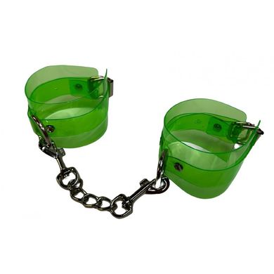 Наручники с цепочкой, полупрозрачные, зеленые DS Fetish Handcuffs