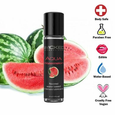 Съедобный лубрикант Wicked Aqua Watermelon Flavored со вкусом арбуза, 30 мл