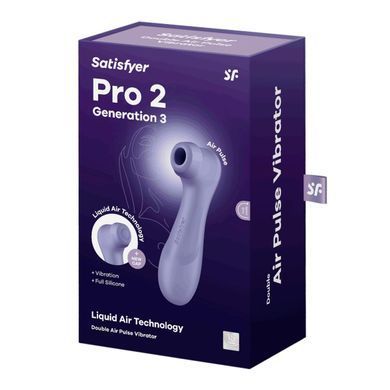 Вакуумный стимулятор клитора Satisfyer Pro 2 Generation 3 (в наборе две силикон. насадки), лиловый