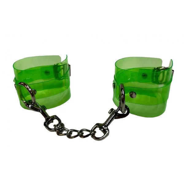 Наручники с цепочкой, полупрозрачные, зеленые DS Fetish Handcuffs