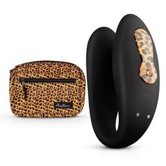 Вибратор для пар Zuna Couples Vibrator с сумочкой, черный, леопардовый