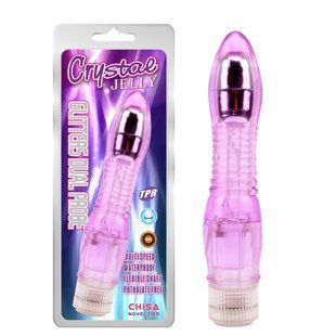 Вибратор гелевый&nbsp;ребристый Chisa&nbsp;Crystal&nbsp;Jellie, фиолетовый