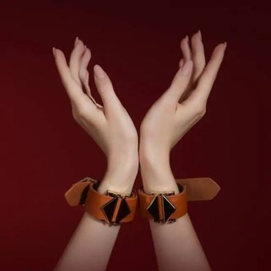 Набор наручники и поножи с крестовиной Lockink, натуральная кожа и металл, коричневый