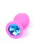 Анальная пробка с голубым кристаллом Plug-Jewellery Pink Silicon PLUG Medium- Light Blue Diamond