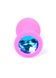 Анальна пробка з блакитним кристалом Plug-Jewellery Pink Silicon PLUG Medium-Light Blue Diamond
