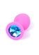 Анальна пробка з блакитним кристалом Plug-Jewellery Pink Silicon PLUG Medium-Light Blue Diamond
