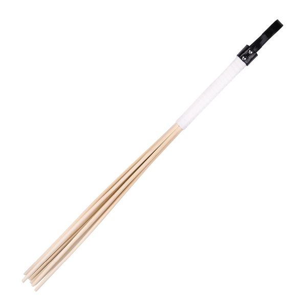 Розги деревянные из ротанга DS Fetish на 8 палок, белая ручка, 60 см