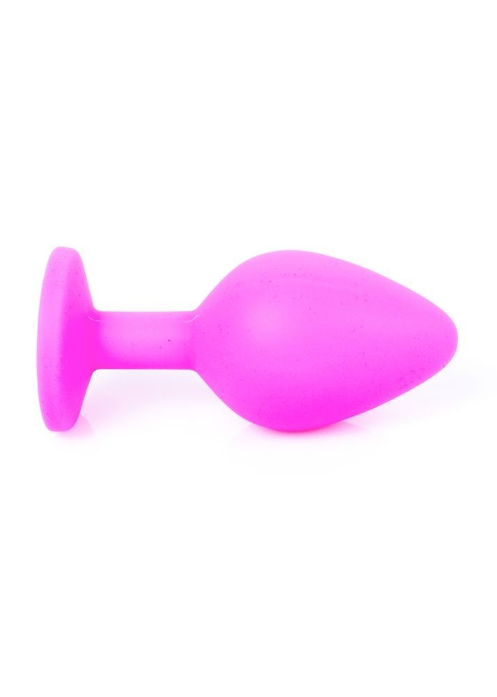 Анальна пробка з блакитним кристалом Plug-Jewellery Pink Silicon PLUG Medium-Light Blue Diamond