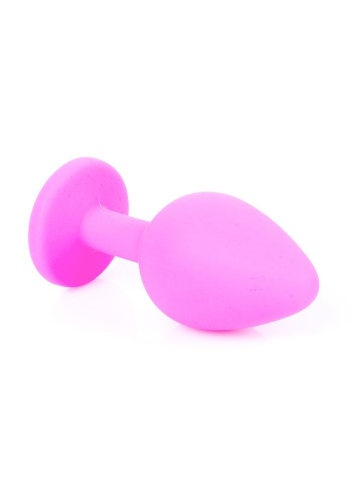 Анальна пробка з блакитним кристалом Plug-Jewellery Pink Silicon PLUG Medium-Light Blue Diamond