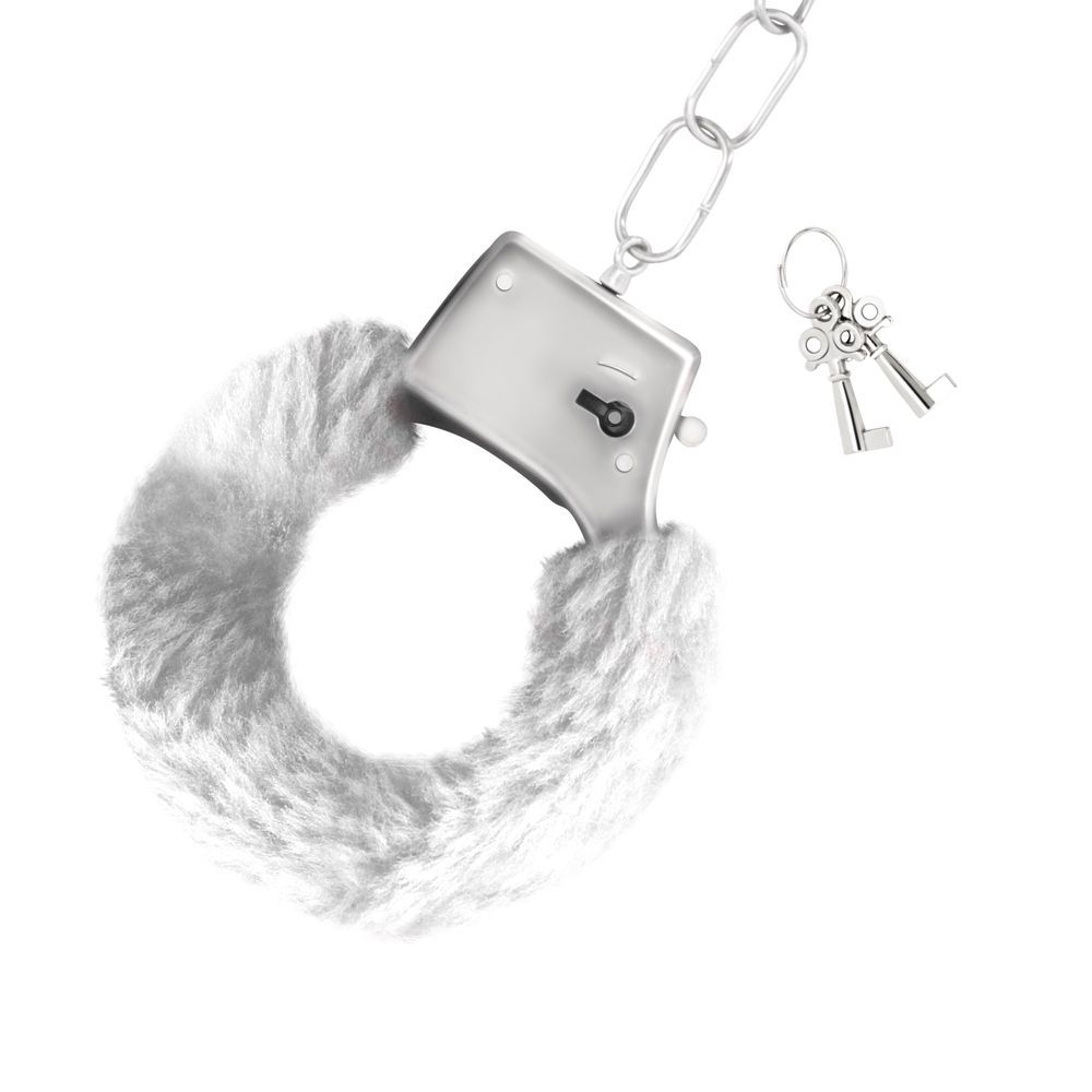Наручники Love Cuffs Crushious металлические, с белым мехом