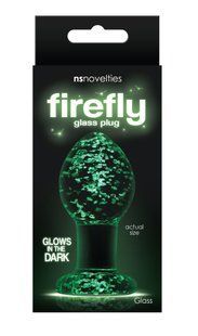 Анальна пробка скляна NS Novelties, що світиться FIREFLY GLASS PLUG SMALL CLEAR