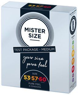 Тестбокс/Комплект из 3-х презервативов Mister Size 53-57-60, для определения идеального размера