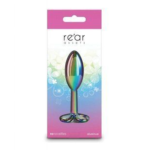 Анальная пробка металлическая NS Novelties Rear Assets Clover радужная