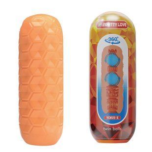Мастурбатор Pretty Love Venus-X Orange с шариками для стимуляции, 18 х 6.5 см