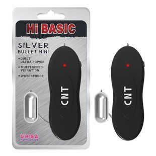 Вибропуля на пульте управления Chisa Hi-Basic Silver Bullet Mini, серебристая