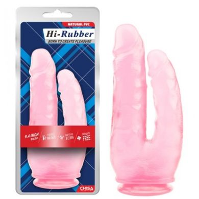 Фаллоимитатор двойной на присоске прозрачный Chisa Hi-Rubber 9.4 INCH Pink