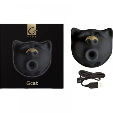 Вакуумный стимулятор клитора в форме кота Gcat Gvibe, силиконовый, черный