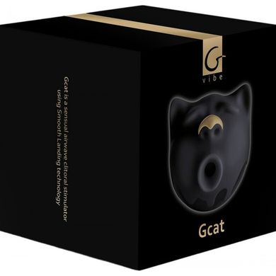 Вакуумний стимулятор клітора у формі кота Gcat Gvibe, силіконовий, чорний