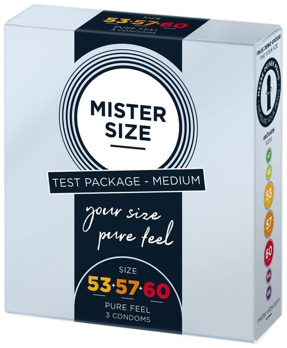 Тестбокс/Комплект із 3-х презервативів Mister Size 53-57-60, для визначення ідеального розміру