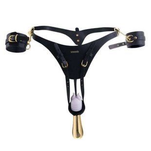 Пояс для принудительного оргазма и наручники Lockink Lady Dark Forced Orgasm Belt, черный
