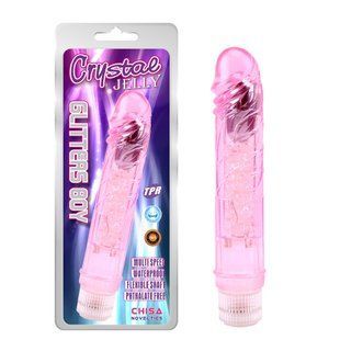 Вибратор прозрачный Chisa&nbsp;Crystal&nbsp;Jellie на батарейках, розовый