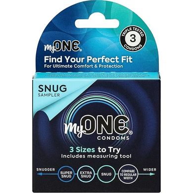 Набір презервативів із 3-х розмірів MyONE Snug Sampler, прозорий