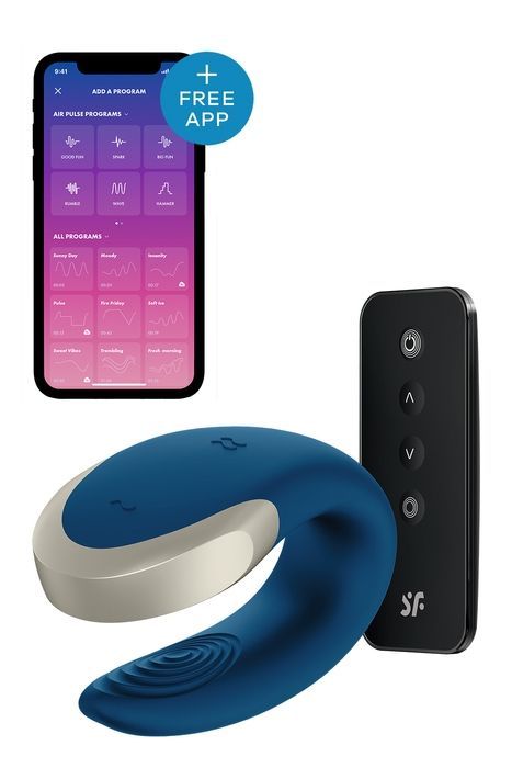 Люксовий Smart вібратор для пар Satisfyer Double Love Luxury, синій