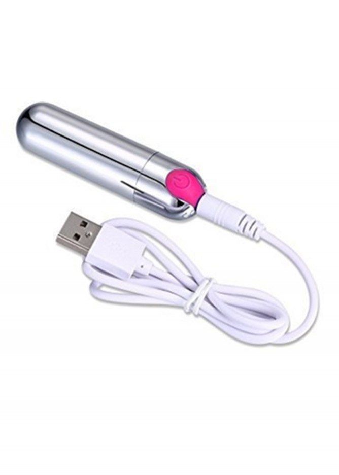 Вібропуля Strong Bullet Vibrator Silver/Pink USB 10 режимів вібрації
