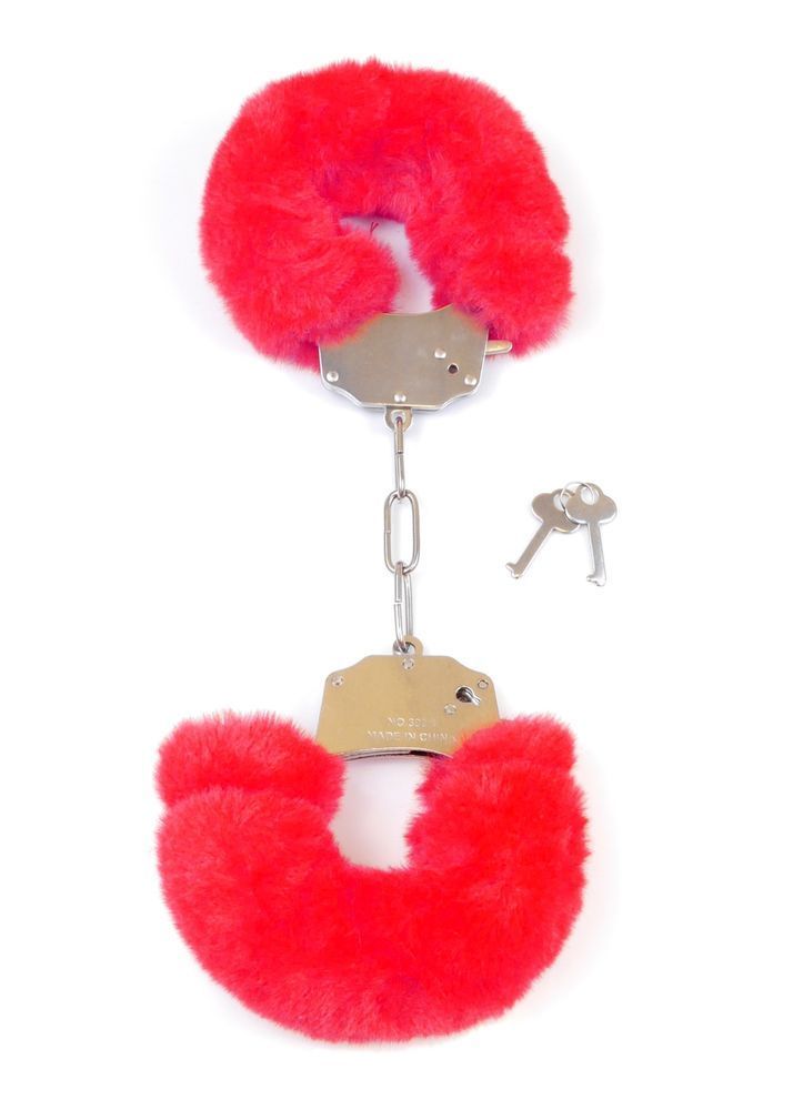 Наручники з пухнастим хутром Boss Series Furry Cuffs червоні