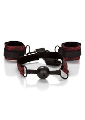 Кляп-кулька з наручниками California Exotic червоно-чорний