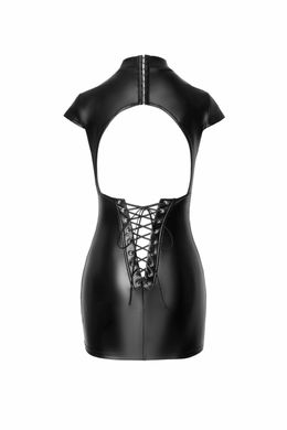 Платье виниловое, F309 Noir Handmade Fantasy с вырезом на спине, со шнуровкой, черное, размер S