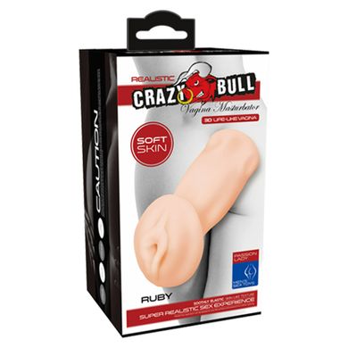 Мастурбатор вагіна реалістичний з вібрацією Crazy Bull бежевий, 14 х 4.6 см
