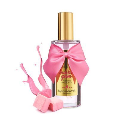 Согревающее массажное масло для поцелуев Bijoux Light My Fire с ароматом и вкусом клубничной жвачки