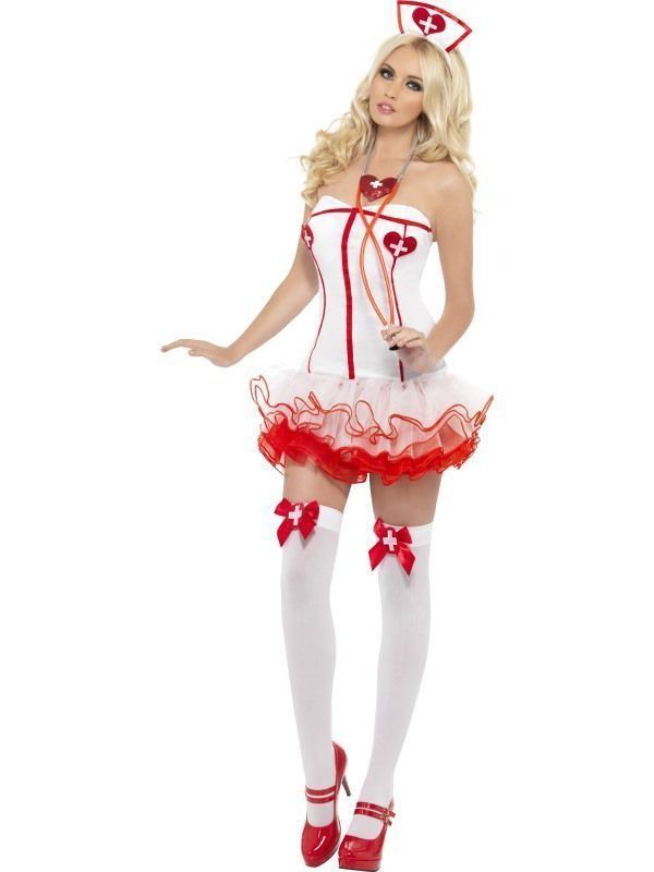 Костюм сексуальної медсестри Nurse біло-червоний, XS