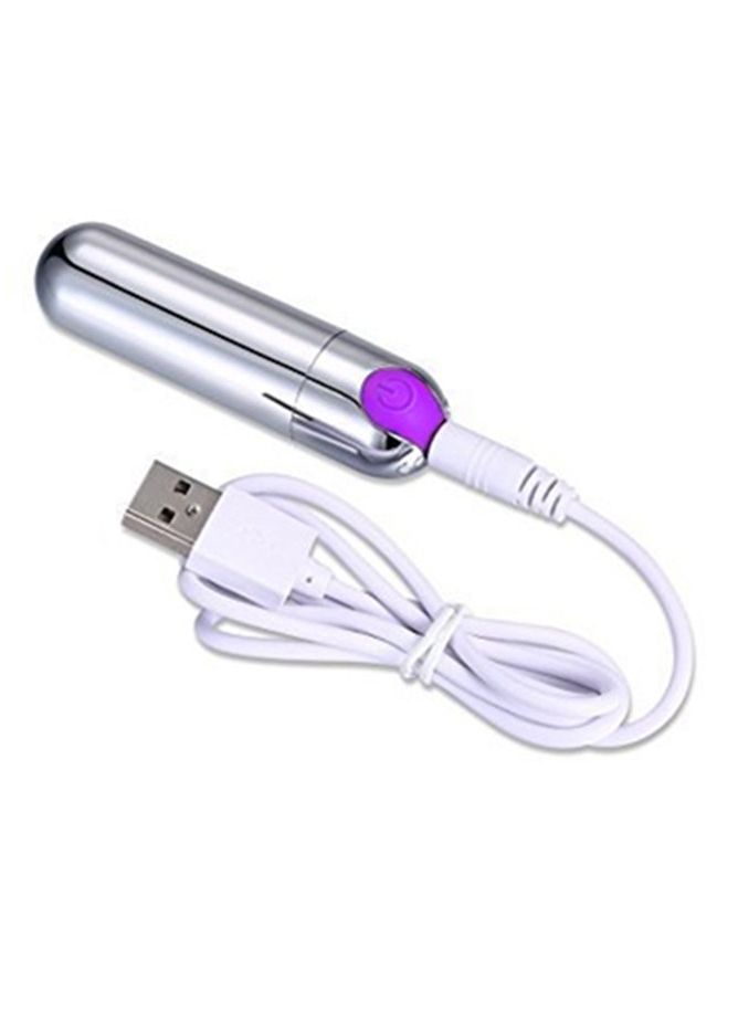 Вибропуля Strong Bullet Vibrator Silver/Purple USB 10 режимов вибрации