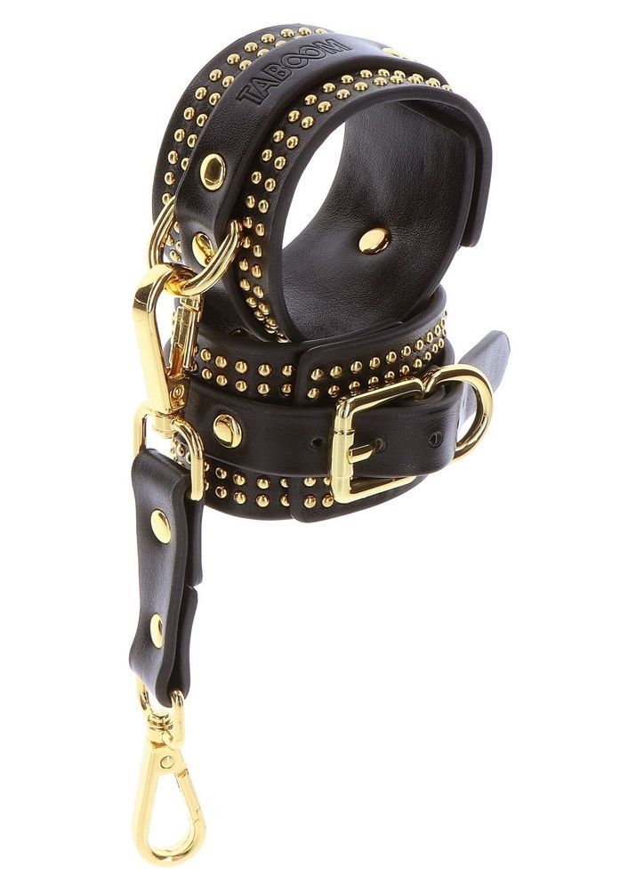 Поножи Taboom Vogue Studded Ankle Cuffs Set из веганской кожи, черные с золотистой фурнитурой